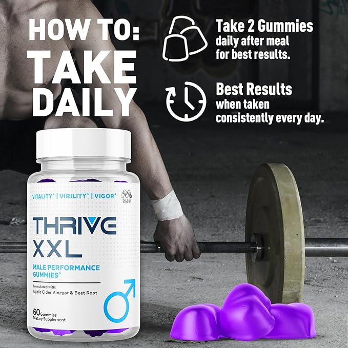 Thrive XXL supplement — men's daily gummy vitamins for energy, stamina and vitality support